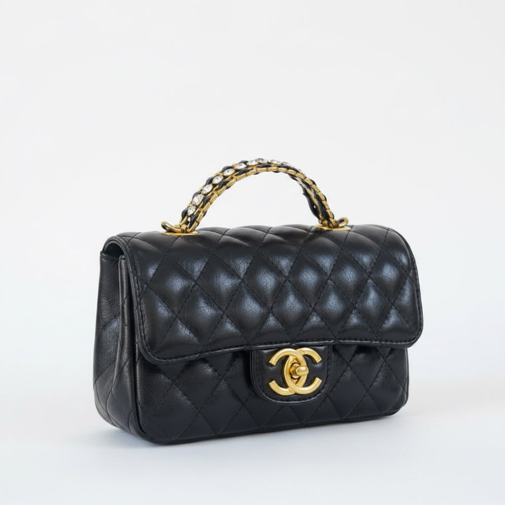 Chanel Mini Rectangular Crystal Top Handle Flap Bag